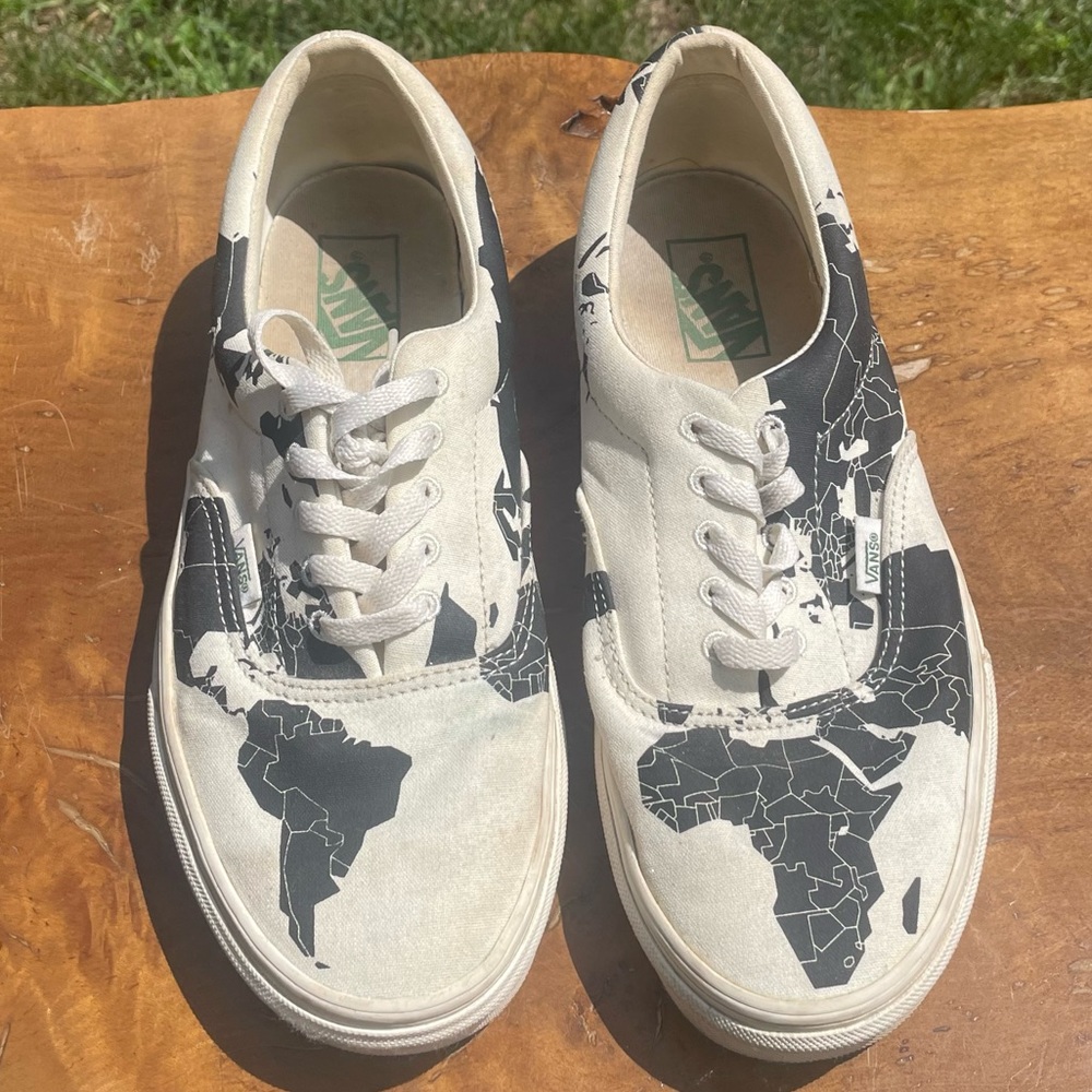 Unisex World Map Vans Skater Shoes - Picture 1 of 8